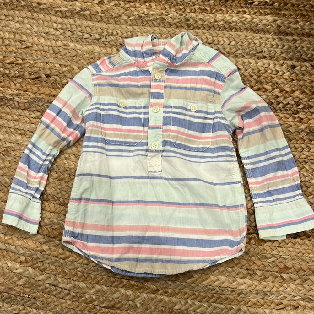 CARTERS Toddler Multicolor Long Sleeve Hooded Button Up Shirt